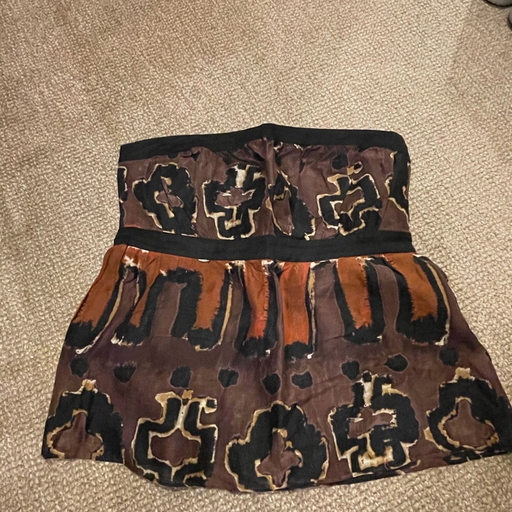 Banana Republic Brown and Black Peplum Strapless Top